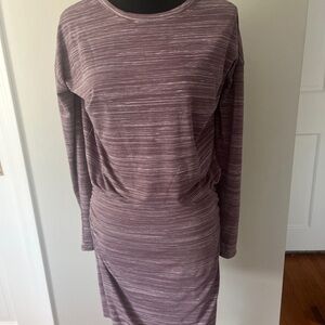 Athleta Dress Long Sleeve Size XS Plum Color Ruched T Shirt Dress